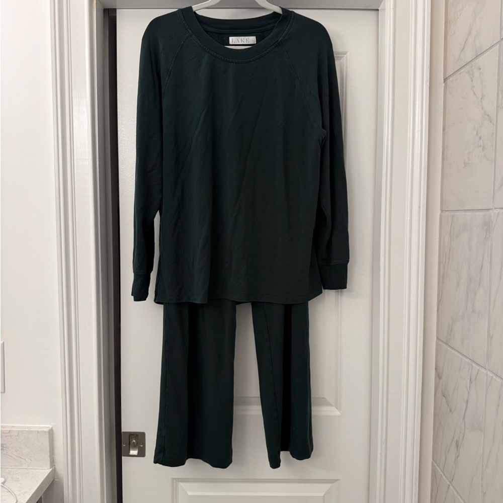 Lake Pajamas Relax Pant Set in Conifer Large EUC